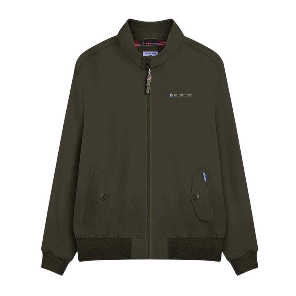 Lambretta Mens Embroidered Logo Shower Resistant Bomber Jacket / Green